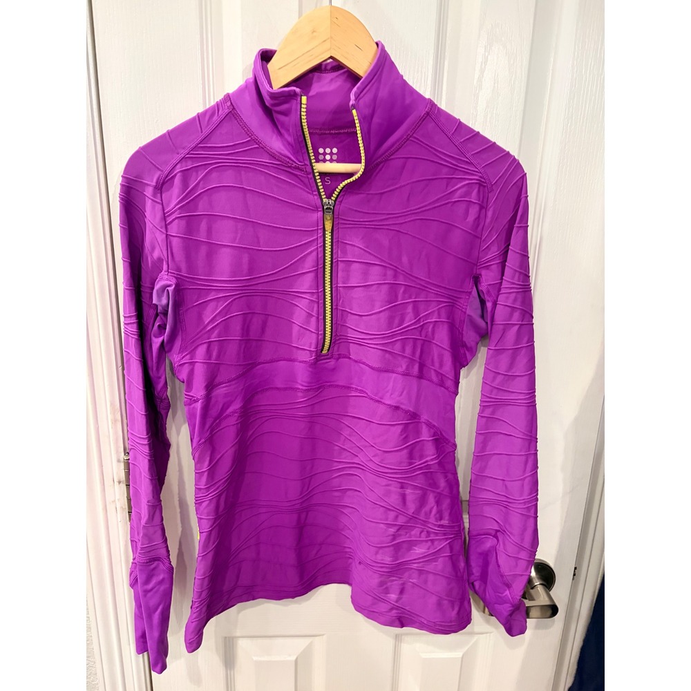 Title Nine Swift Quarter Zip Purple Wavy Textured Long Sleeve Active Pullover S